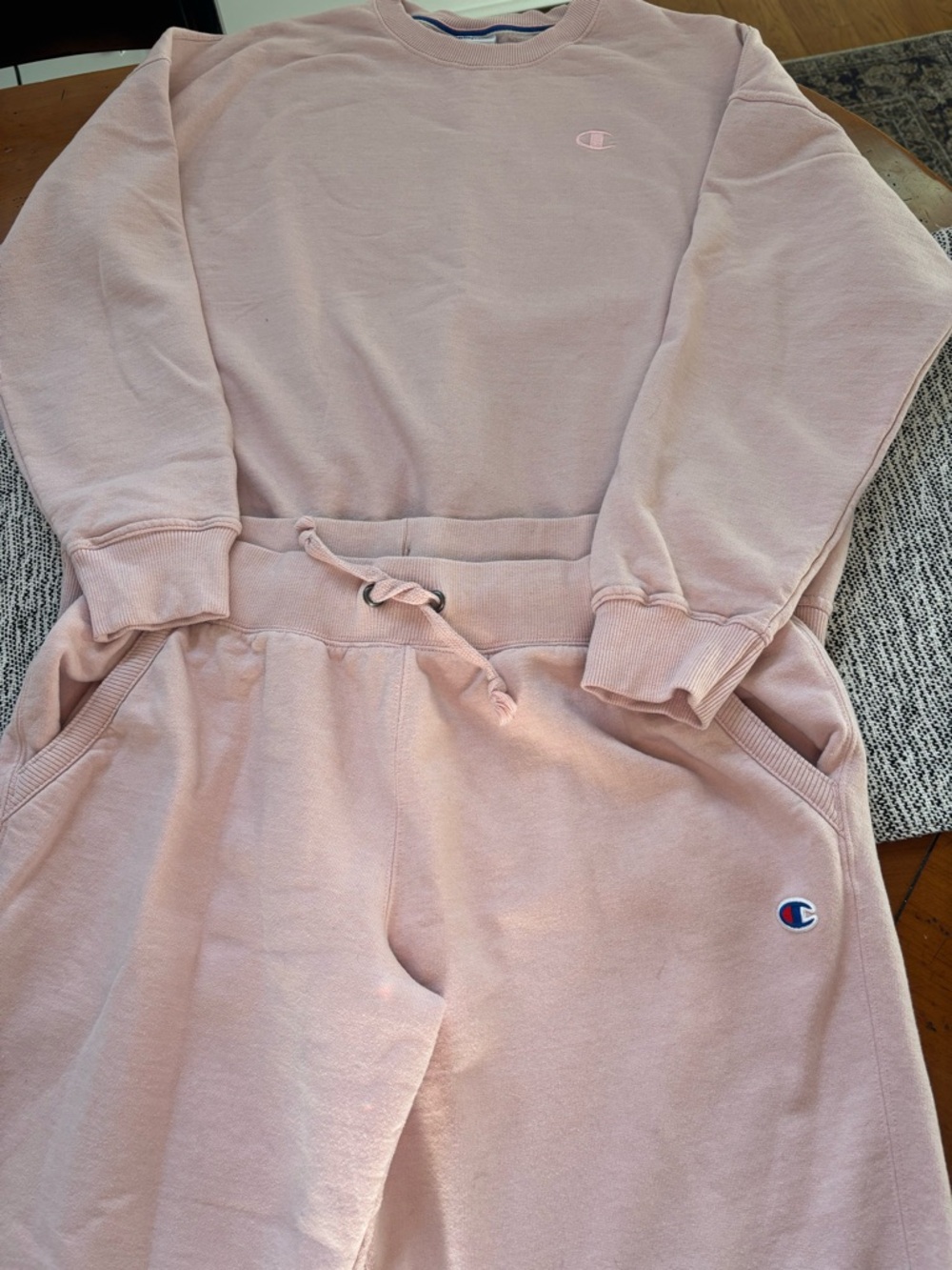Champion Light Pink Crewneck Sweatshirt and Jogger Set